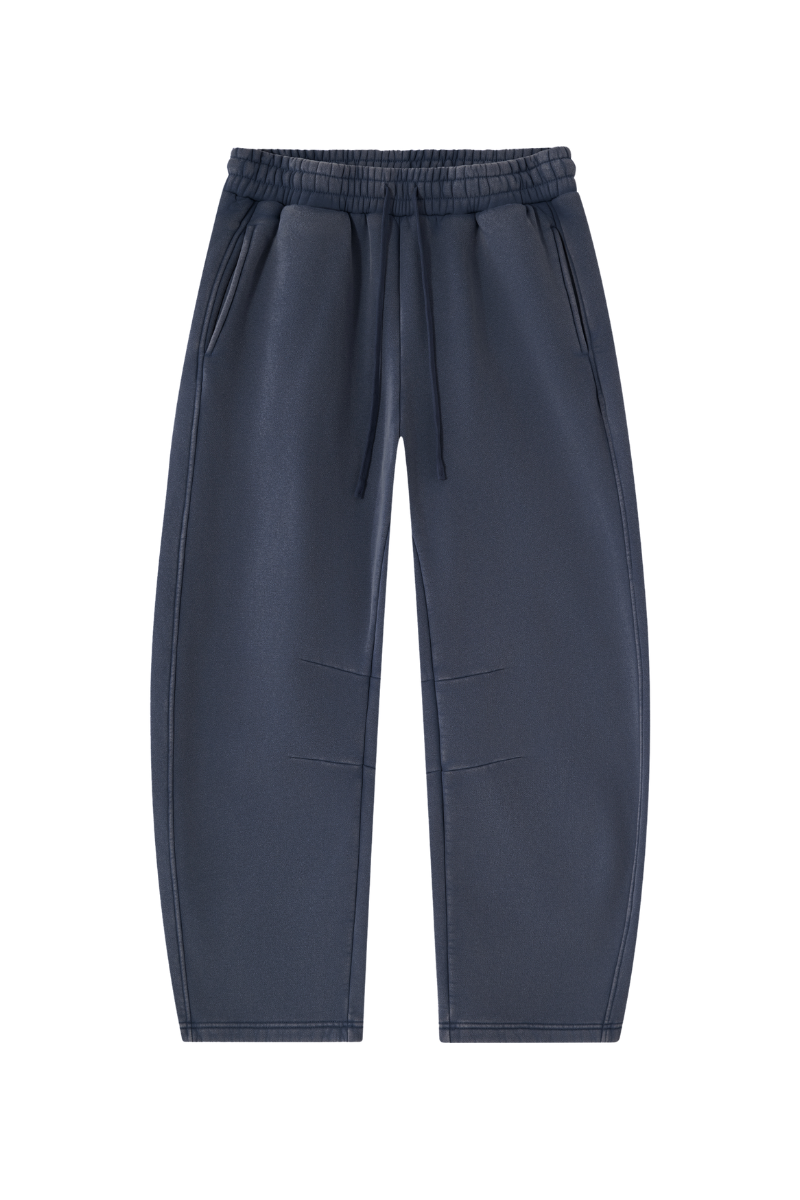 Unisex Fall Fleece Elastic Waist Curved Wide Leg Sweatpants