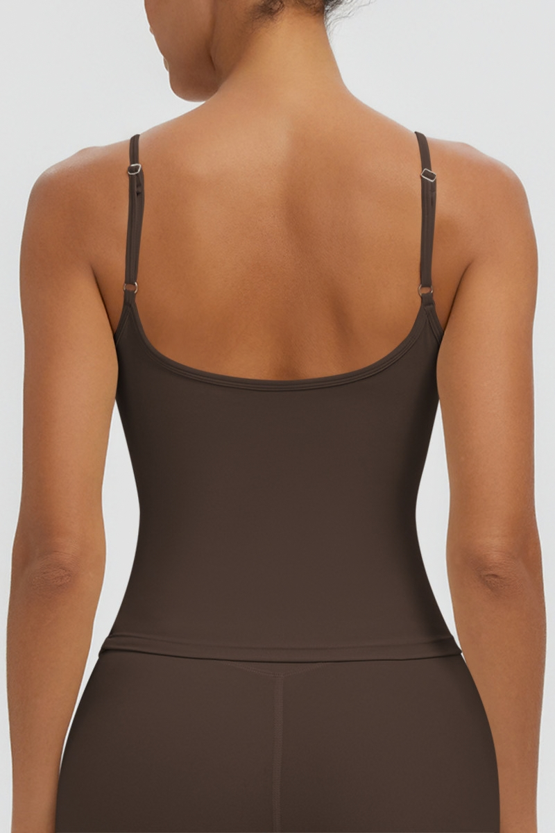 Women Square Neck Adjustable Thin Strap Workout Tank Top