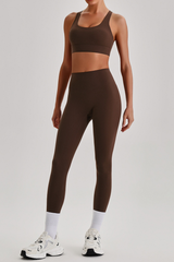 Women's Wide Strap Sports Bra & No Front Seam Leggings Set
