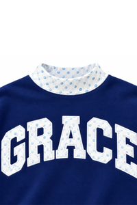 Women's Fall Custom Polka Dot Embroidery Mockneck Sweatshirt