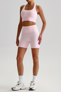 Women's Bare Feel Cross Back Bra &High Waist Shorts Yaga Set