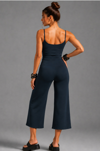 Women'sThin Strap Tank Top And Wide-Leg Capri Pants Sets