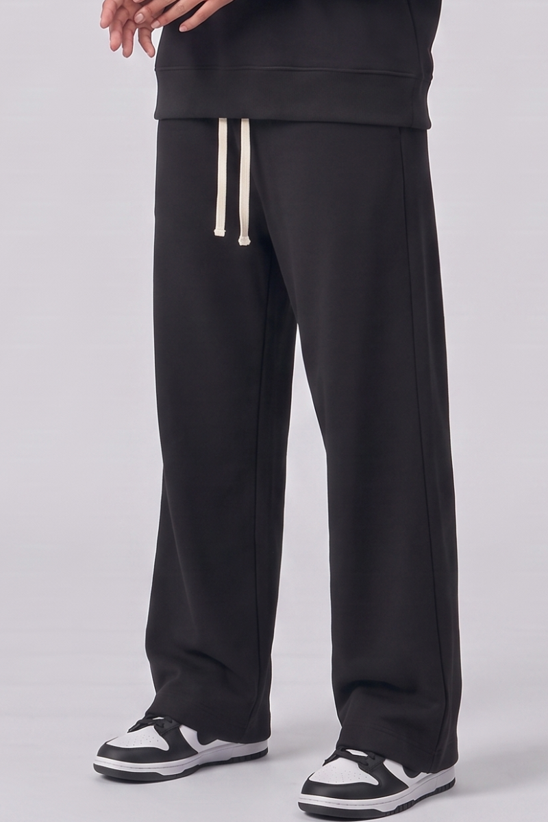 Unisex Fall Drawstring Side Pocket Wide Leg Sweatpants
