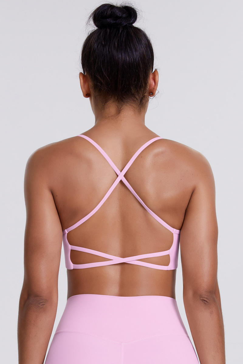 Women's Crisscross Back Spaghetti Straps Quick Dry Sports Bra