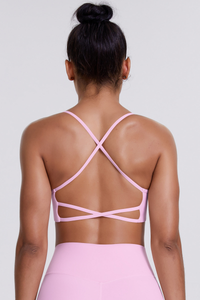 Women's Crisscross Back Spaghetti Straps Quick Dry Sports Bra
