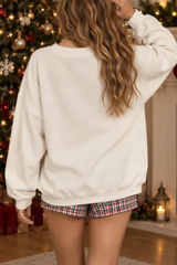 Women's Fall Christmas Embroidery Sweatshirt And Short Set