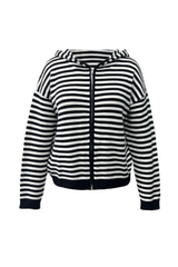 Women's Winter Striped Two-Way Zipper Hooded Knit Cardigan