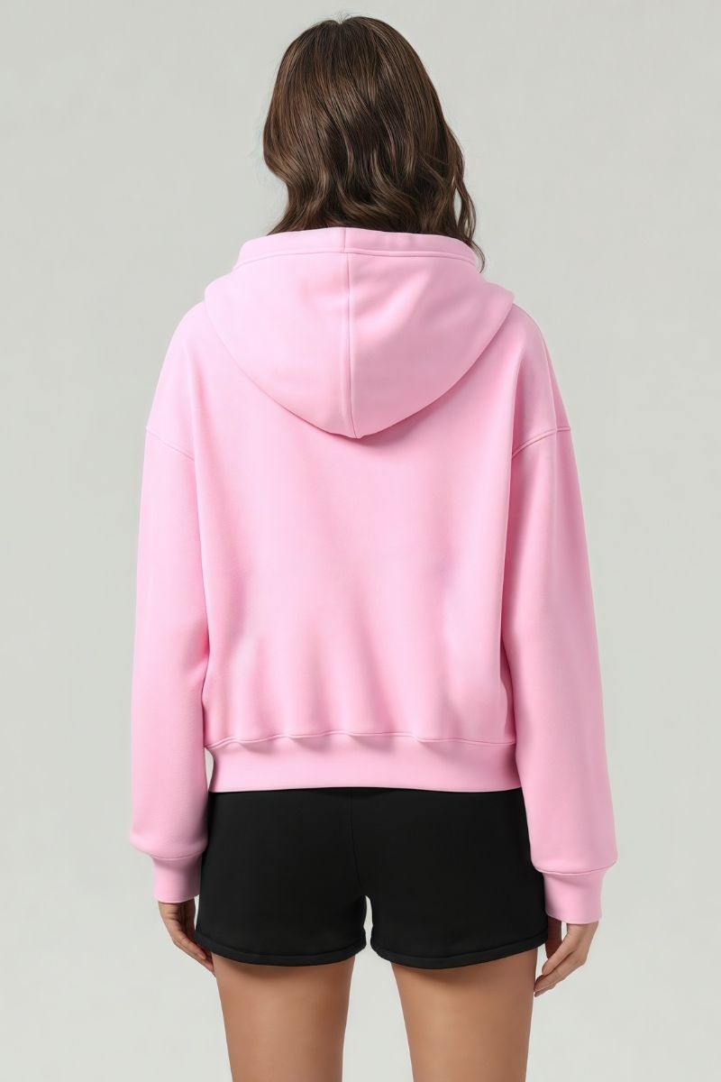 Women's zippered fleece cropped sweatshirt jacket
