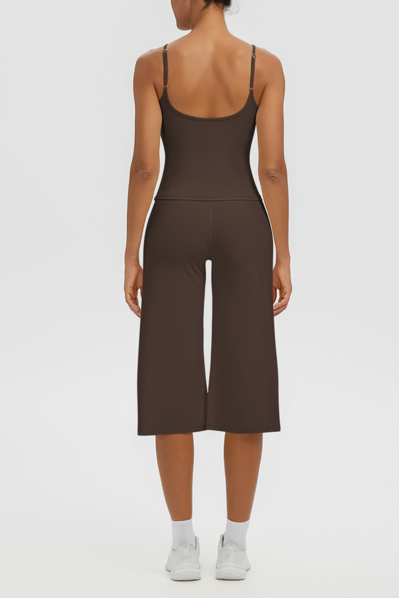 Women's Tank Top & Wide Leg Yoga Cropped Pants Set