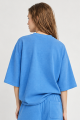 Women's Drop Shoulder Loose Crew Neck Waffle Knit T-shirt