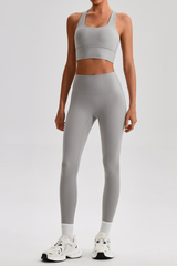 Women's Bare Feel  Cross Back Bra & High Waist Leggings Set