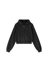 Unisex Fall Campus Cropped Zip Up Hooded Jacket