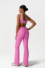 Women High-Waisted Bootcut Butt-Lifting Yoga Set: Sports Bra + Flared Pants