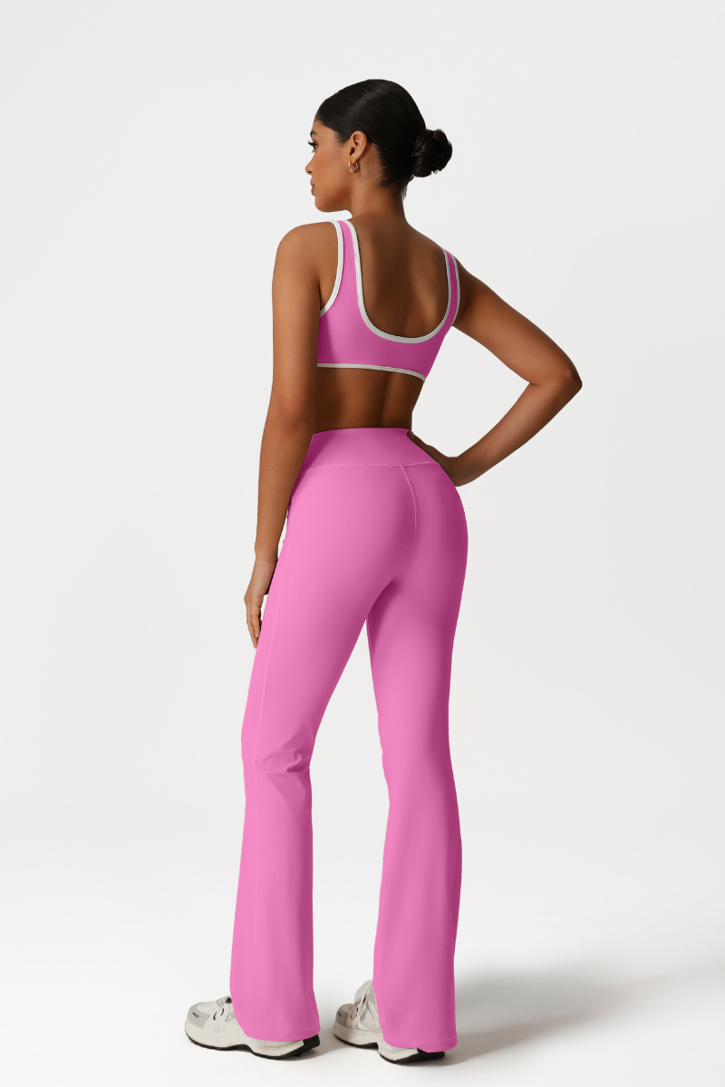 Women High-Waisted Bootcut Butt-Lifting Yoga Set: Sports Bra + Flared Pants