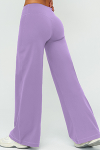 Women's High Waist V-Seam Butt Lifting Draped Wide Leg Pants