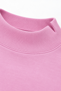 Women's Fall Solid Side-Slit Neckline Mock Neck Sweatshirt