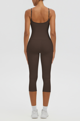 Women's Athletic Tank Top & High Waist Capri Leggings Set
