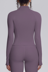 Women's Stand Collar Full Zip Slim Fit Workout Yoga Jacket