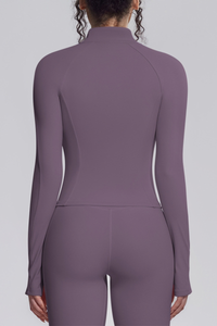 Women's Stand Collar Full Zip Slim Fit Workout Yoga Jacket