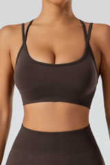 Women's Athletic U-neck Cross Back Spaghetti Straps Bra
