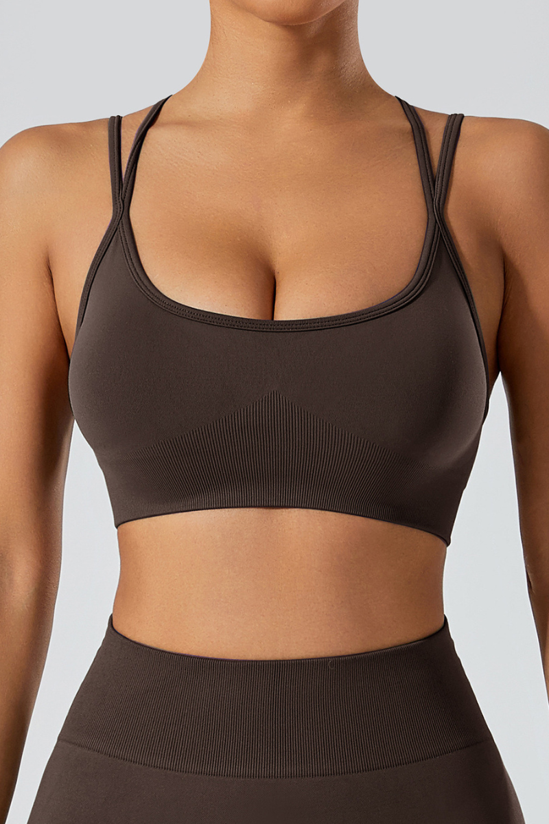 Women's Athletic U-neck Cross Back Spaghetti Straps Bra