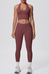 Women's Seamless Set:Halterneck Bra And High Waist Leggings