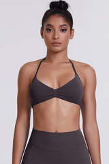 Women's Seamless Pleated Halterneck Sports Bra