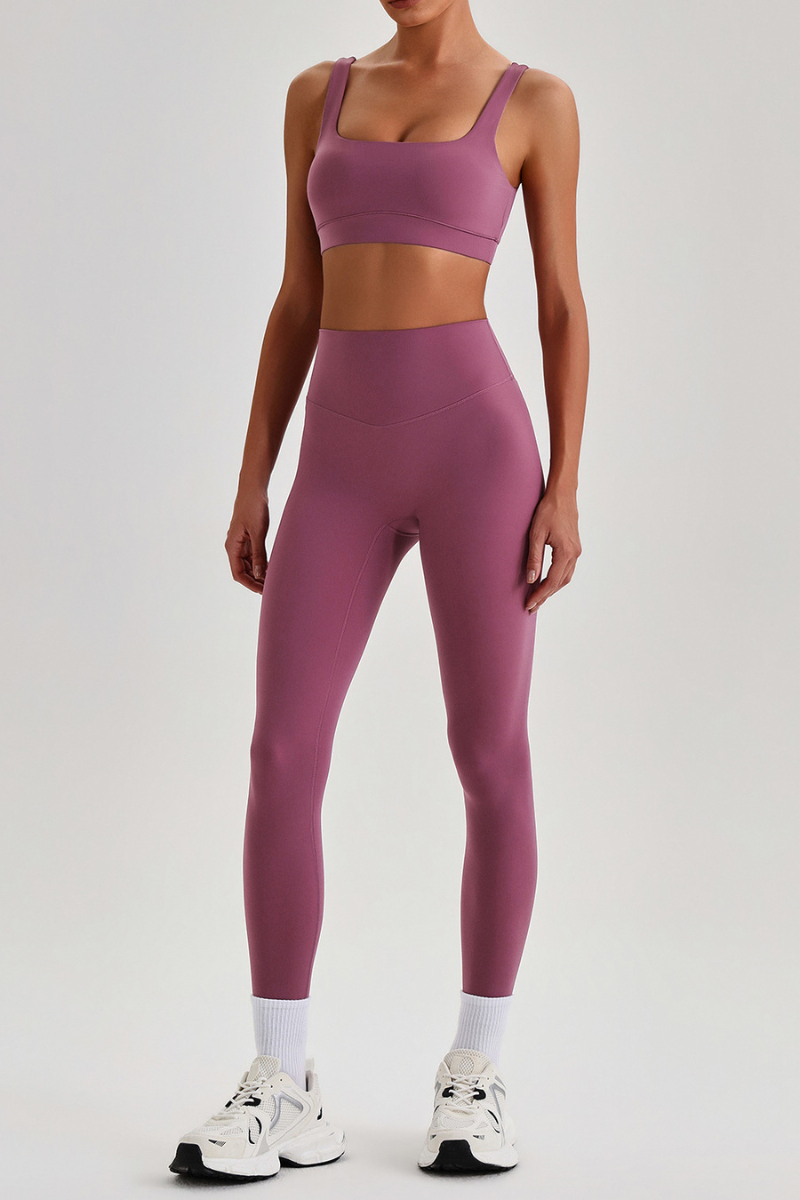 Women's Wide Strap U-neck Bra & High Waist Yoga Leggings Set