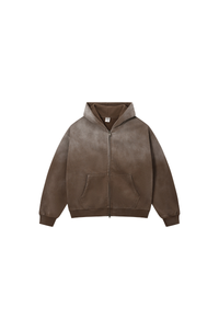 Women's Fleece-Lined Spray-Faded Oversized Hooded Jacket