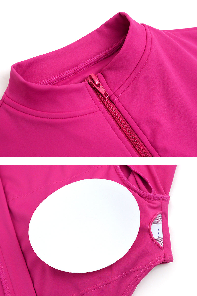 Women'S Front Half-Zip Long-Sleeved Sport Jumpsuit