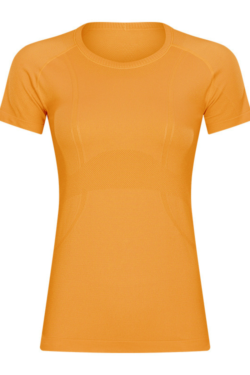 Women Seamless Round Neck Short Sleeve Sport T-Shirt