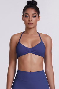 Women's Seamless Pleated Halterneck Sports Bra