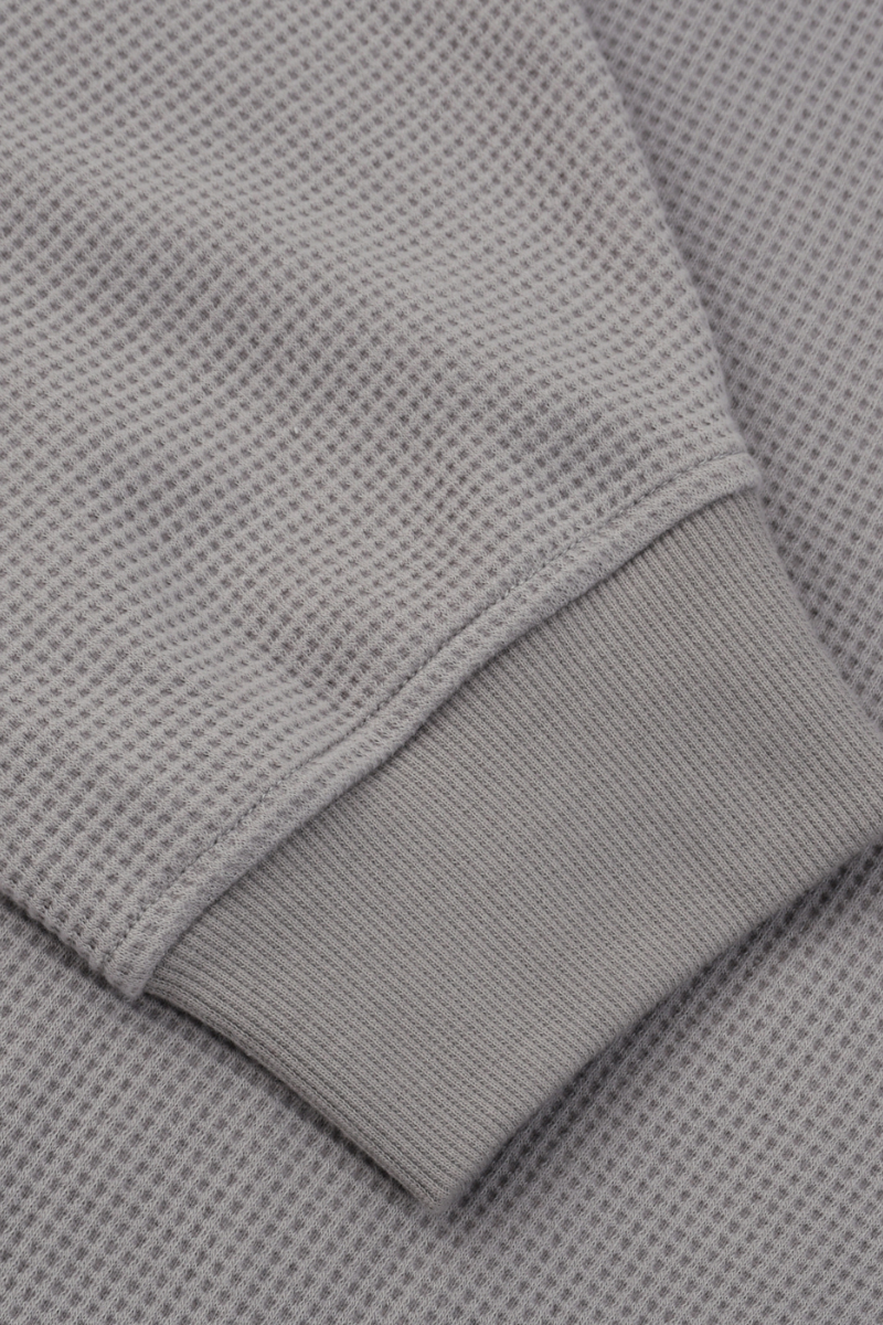 Unisex Fall Boxy Fit Waffle Texture Pullover Relaxed Hoodie