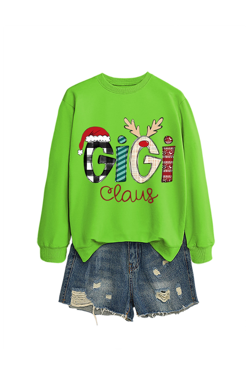 Christmas Print Crew Neck Loose Pullover Sweatshirt