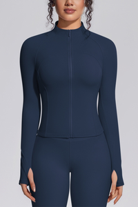 Women's Stand Collar Full Zip Slim Fit Workout Yoga Jacket