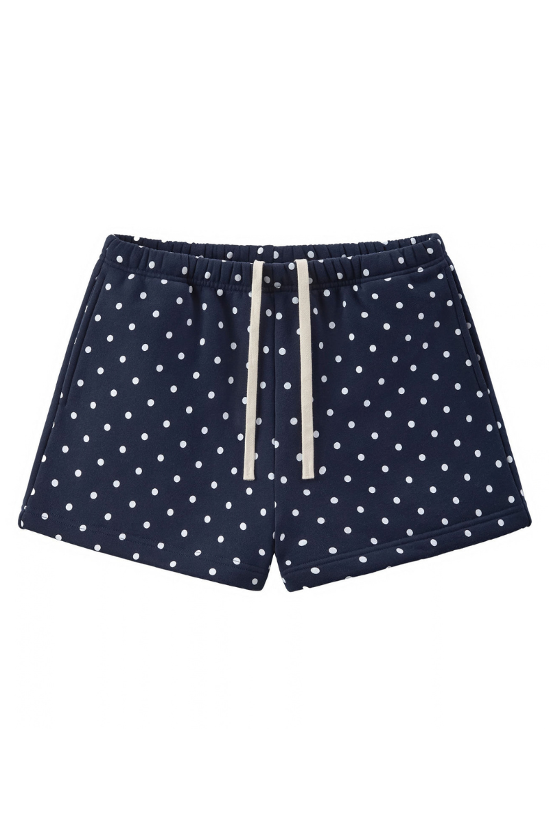 Unisex Fall Polka Dot Elastic Waist Drawstring Casual Shorts