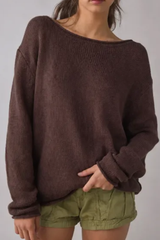 Women's Fall Crew Neck Striped Thin Lazy Knit Sweater