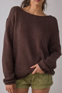 Women's Fall Crew Neck Striped Thin Lazy Knit Sweater