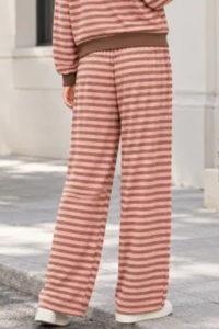 Plus Size Women's Fall Stripe Elastic Waistband Casual Pants