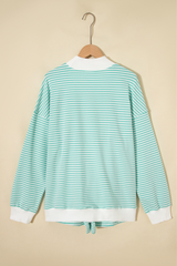 Women's Loungewear Sets:Striped Mock Neck Sweatshirt &Shorts