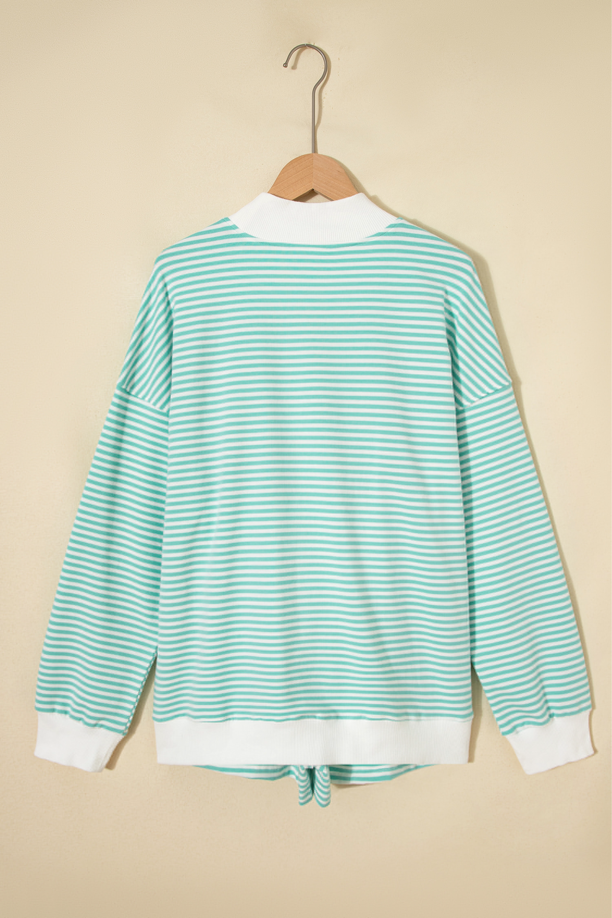 Women's Loungewear Sets:Striped Mock Neck Sweatshirt &Shorts