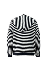 Women's Winter Striped Two-Way Zipper Hooded Knit Cardigan