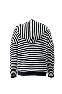 Women's Winter Striped Two-Way Zipper Hooded Knit Cardigan