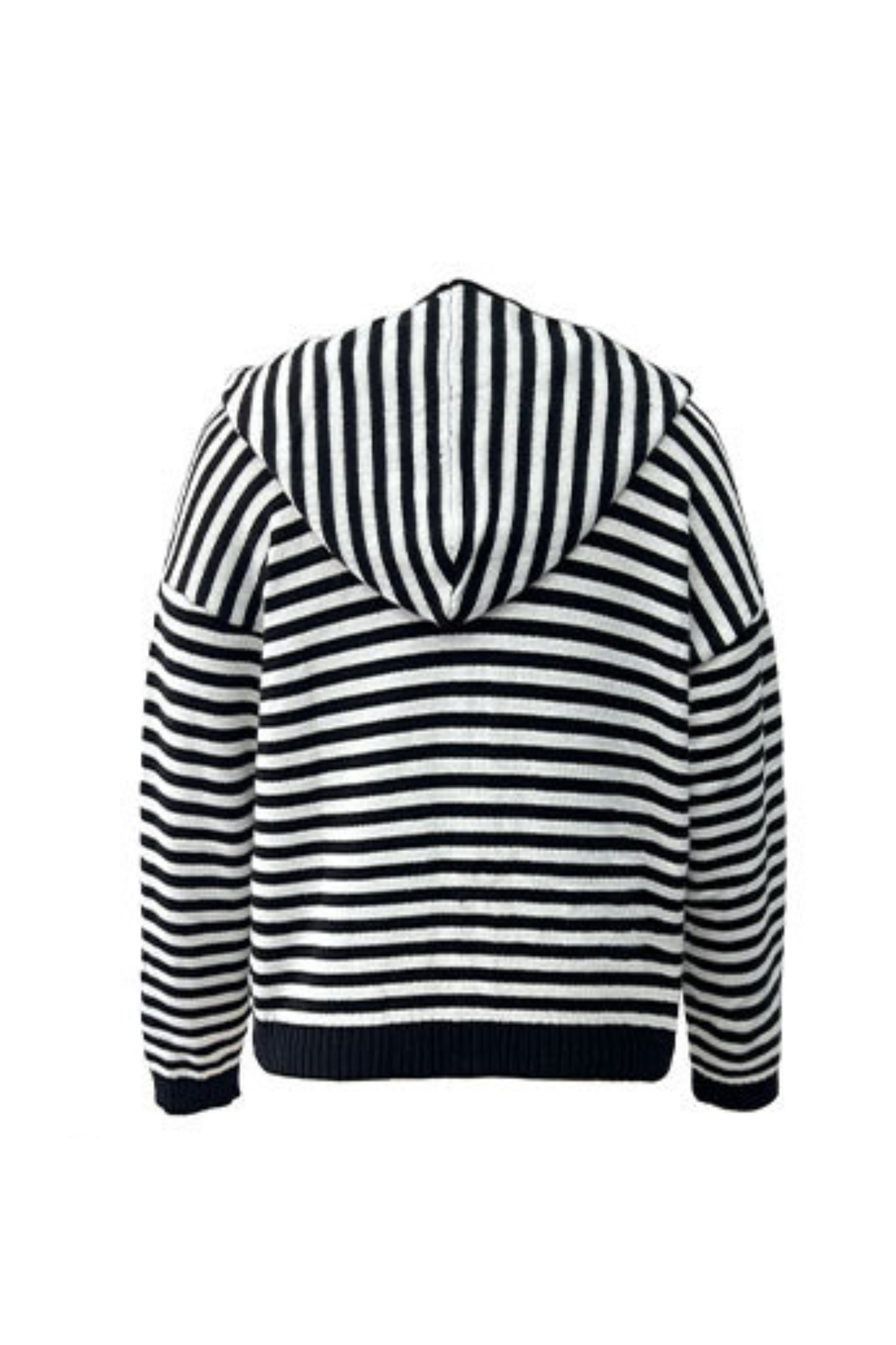 Women's Winter Striped Two-Way Zipper Hooded Knit Cardigan