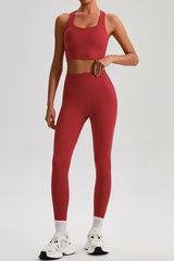 Women's Bare Feel  Cross Back Bra & High Waist Leggings Set
