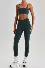 Women's  Crisscross Back Bra & V-Waist Yoga Leggings Set