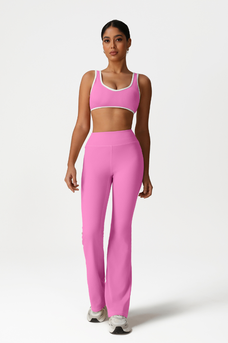 Women High-Waisted Bootcut Butt-Lifting Yoga Set: Sports Bra + Flared Pants