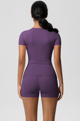 Women Yoga Set: Quick Dry Breathable Short Sleeve + Shorts