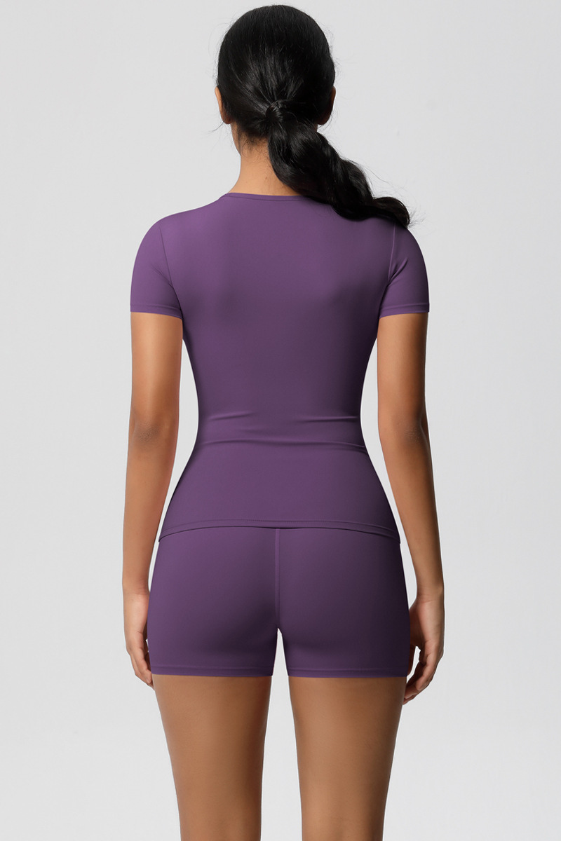 Women Yoga Set: Quick Dry Breathable Short Sleeve + Shorts