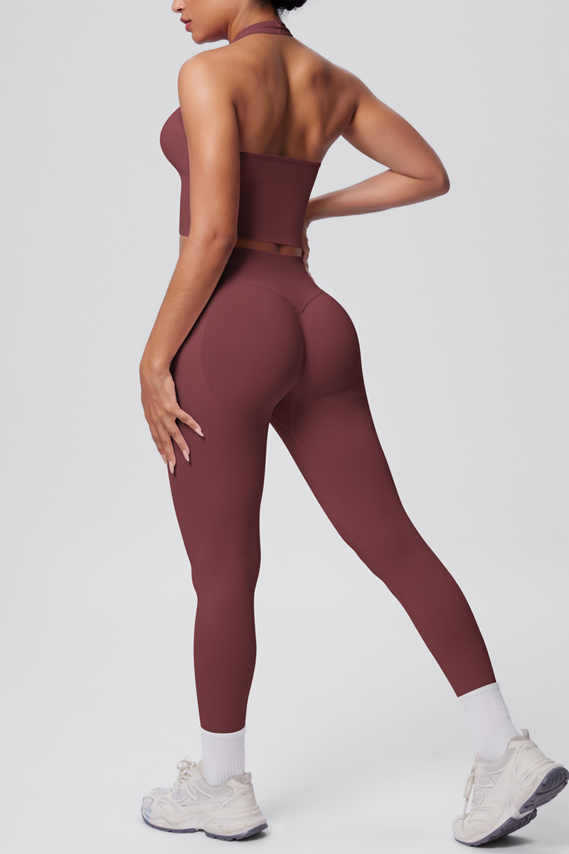 Women's Seamless Set:Halterneck Bra And High Waist Leggings